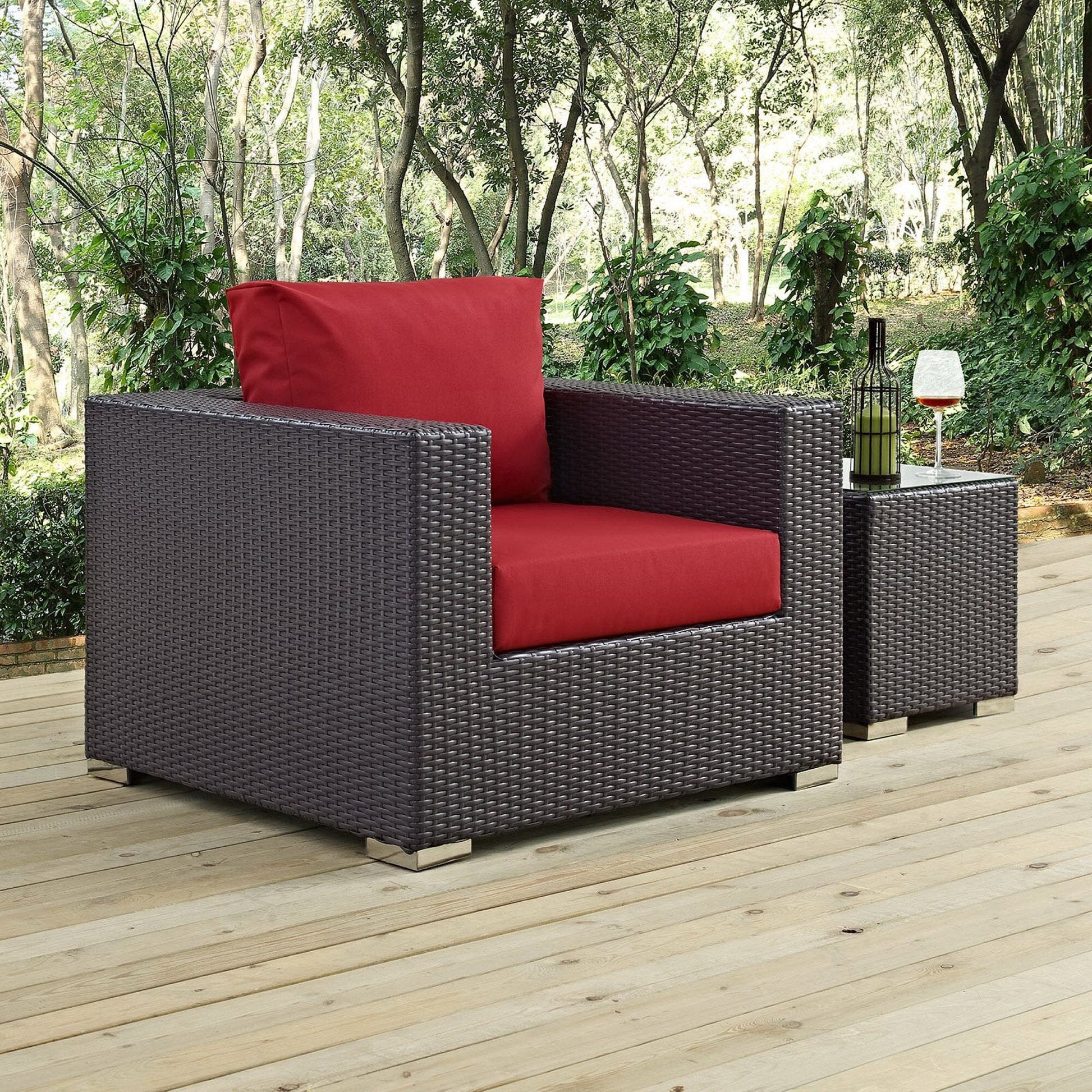 Convene Outdoor Patio Armchair in Espresso Red by Modway (EEI-1906) Lounge Chair Modway 