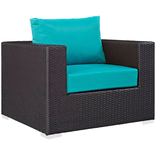 Convene Outdoor Patio Armchair in Espresso Turquoise by Modway (EEI-1906) Lounge Chair Modway 