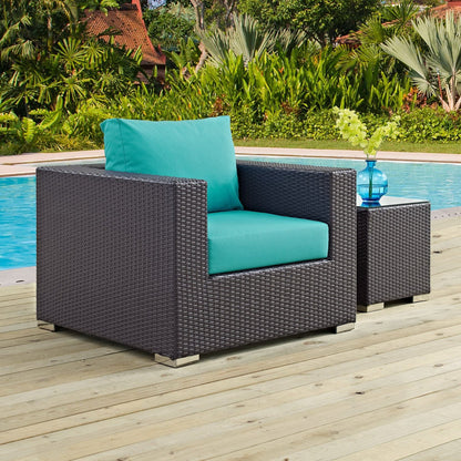 Convene Outdoor Patio Armchair in Espresso Turquoise by Modway (EEI-1906) Lounge Chair Modway 