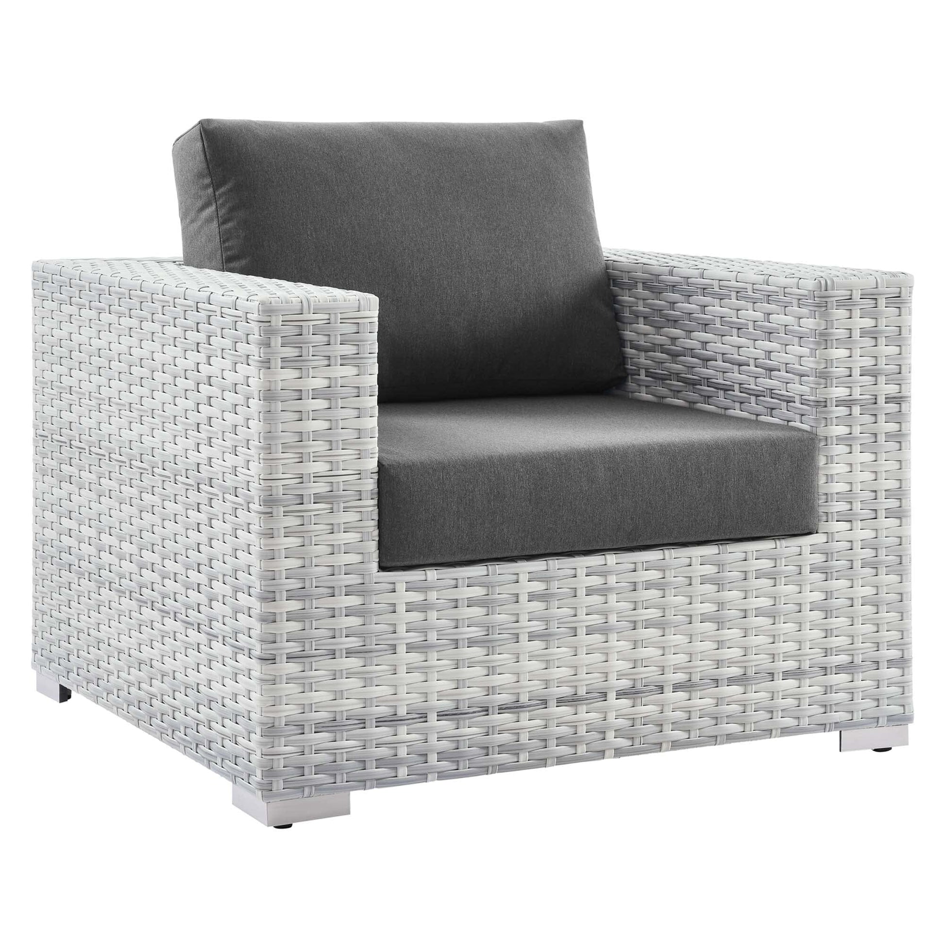 Convene Outdoor Patio Armchair in Light Gray Charcoal by Modway (EEI-4297) Lounge Chair Modway 