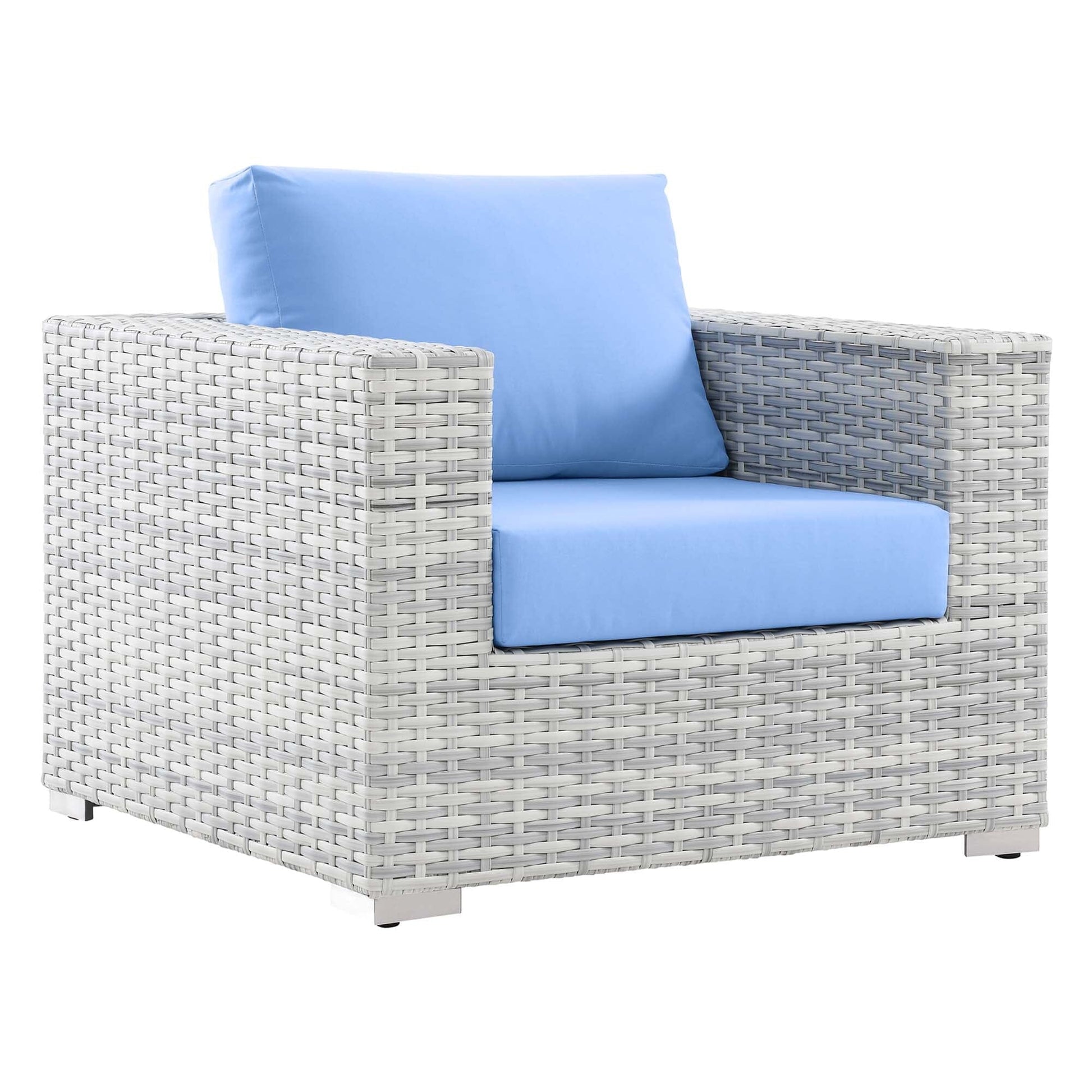 Convene Outdoor Patio Armchair in Light Gray Light Blue by Modway (EEI-4297) Lounge Chair Modway 