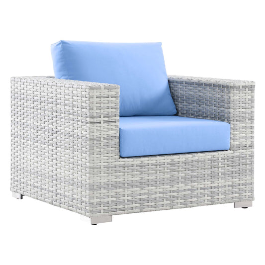 Convene Outdoor Patio Armchair in Light Gray Light Blue by Modway (EEI-4297) Lounge Chair Modway 