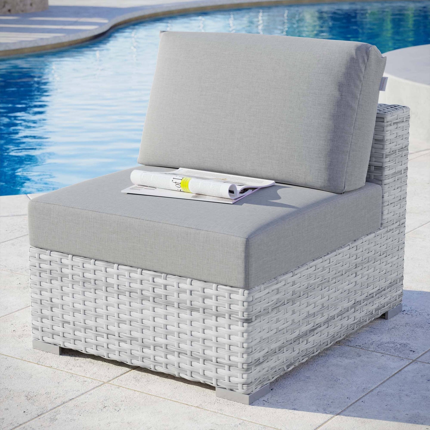 Convene Outdoor Patio Armless Chair in Light Gray Gray by Modway (EEI-4298) Sectional Piece Modway 