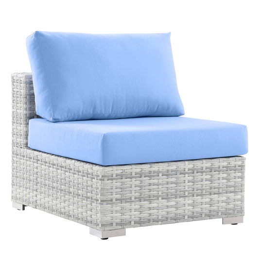 Convene Outdoor Patio Armless Chair in Light Gray Light Blue by Modway (EEI-4298) Sectional Piece Modway 