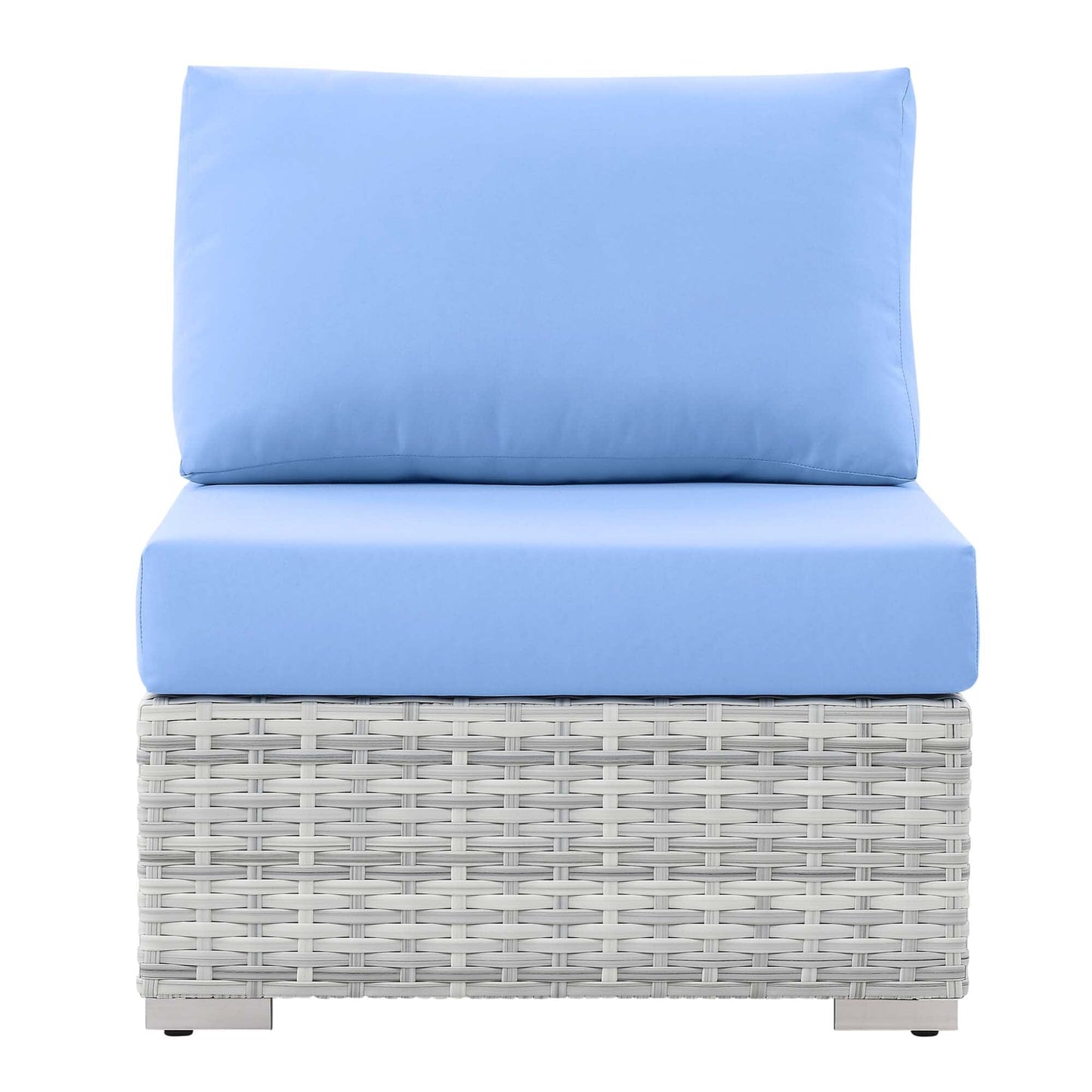 Convene Outdoor Patio Armless Chair in Light Gray Light Blue by Modway (EEI-4298) Sectional Piece Modway 