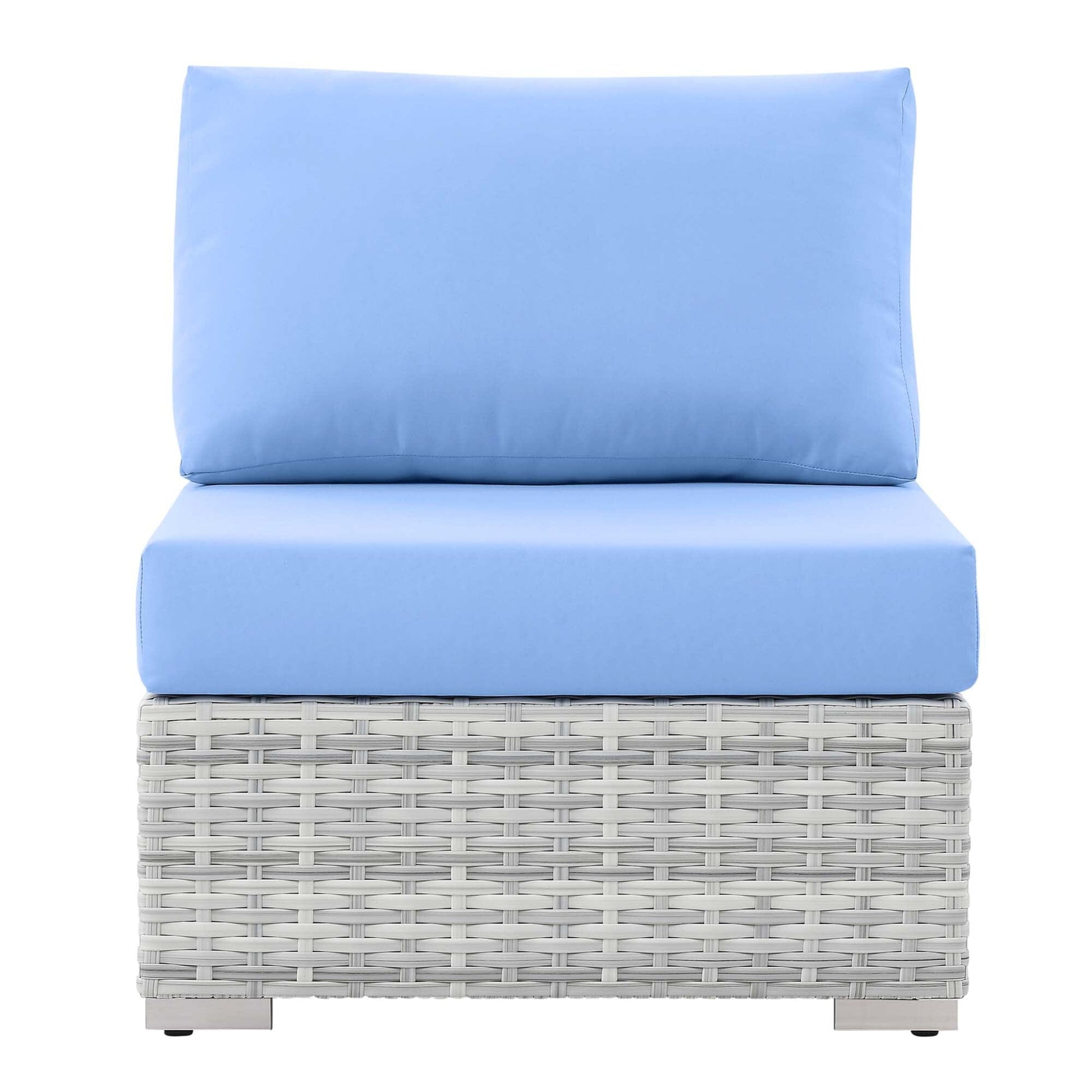 Convene Outdoor Patio Armless Chair in Light Gray Light Blue by Modway (EEI-4298) Sectional Piece Modway 