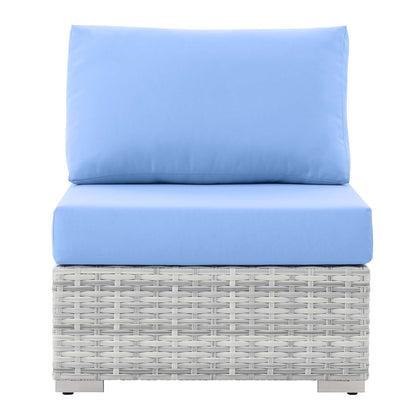 Convene Outdoor Patio Armless Chair in Light Gray Light Blue by Modway (EEI-4298) Sectional Piece Modway 
