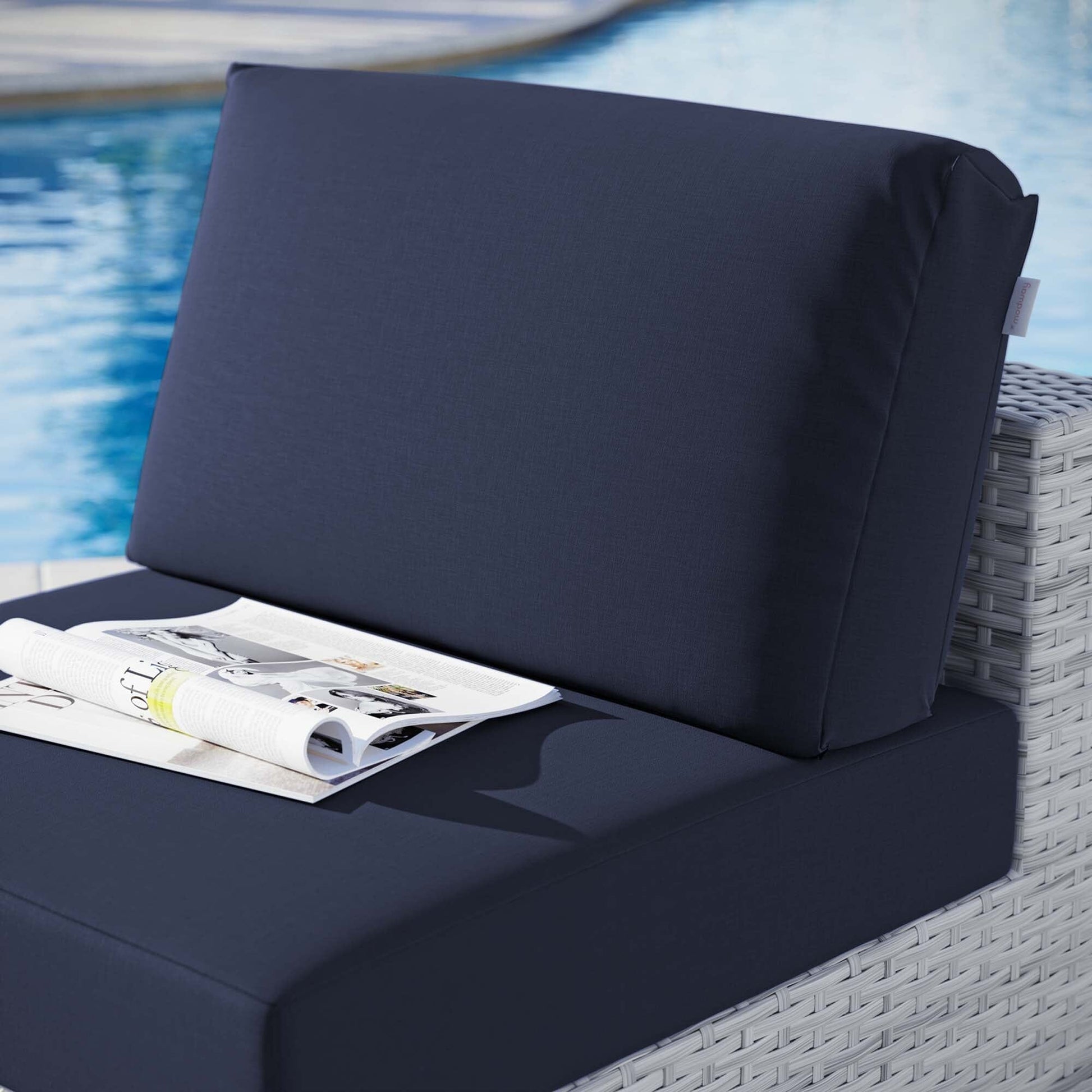 Convene Outdoor Patio Armless Chair in Light Gray Navy by Modway (EEI-4298) Sectional Piece Modway 