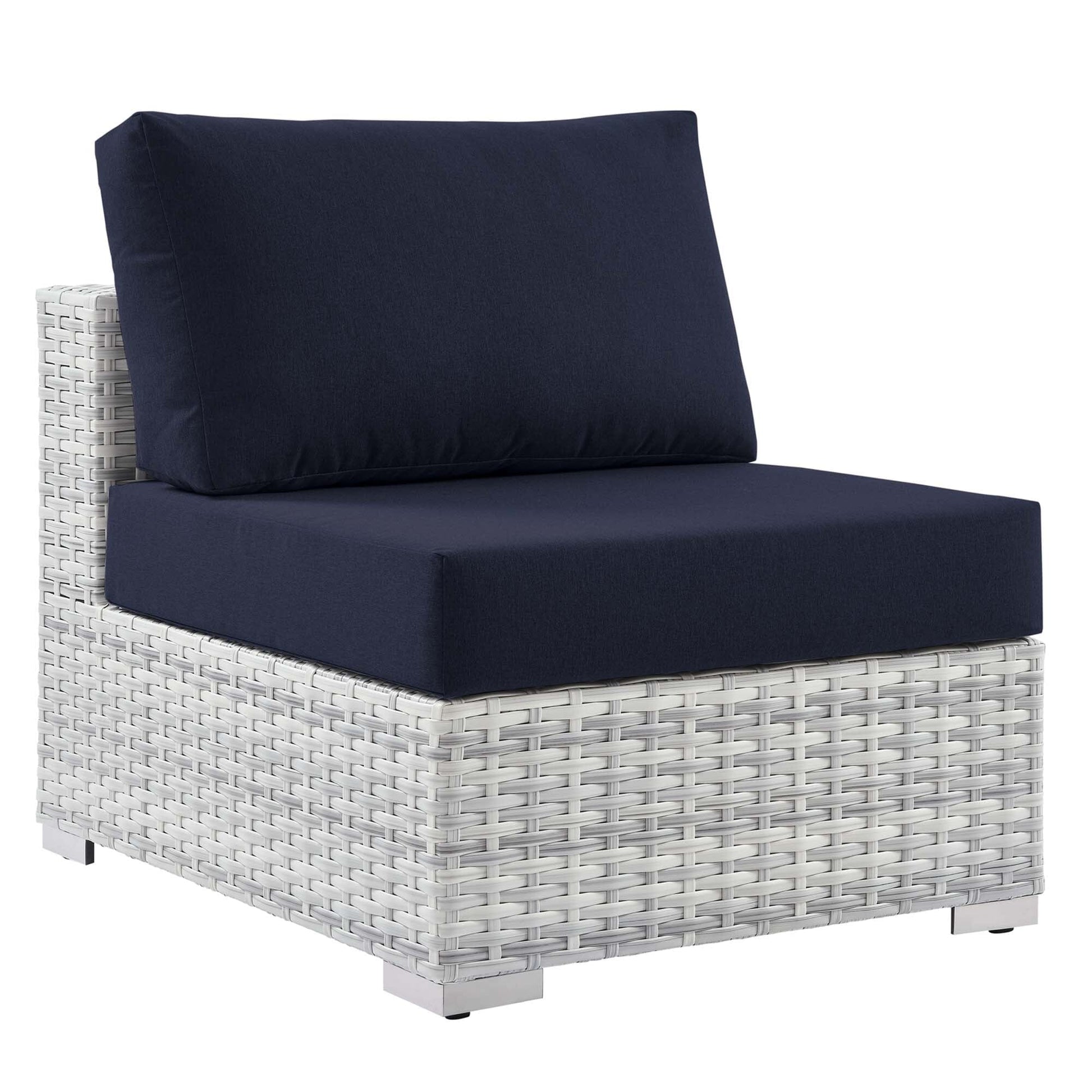 Convene Outdoor Patio Armless Chair in Light Gray Navy by Modway (EEI-4298) Sectional Piece Modway 