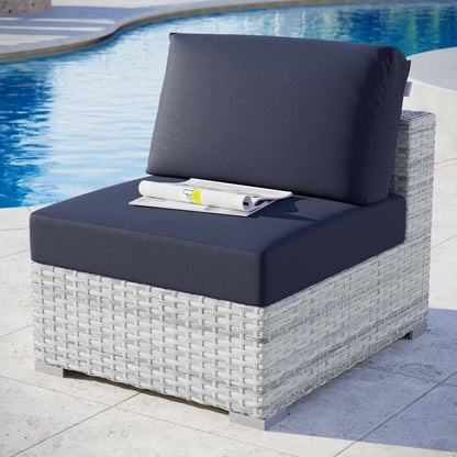 Convene Outdoor Patio Armless Chair in Light Gray Navy by Modway (EEI-4298) Sectional Piece Modway 
