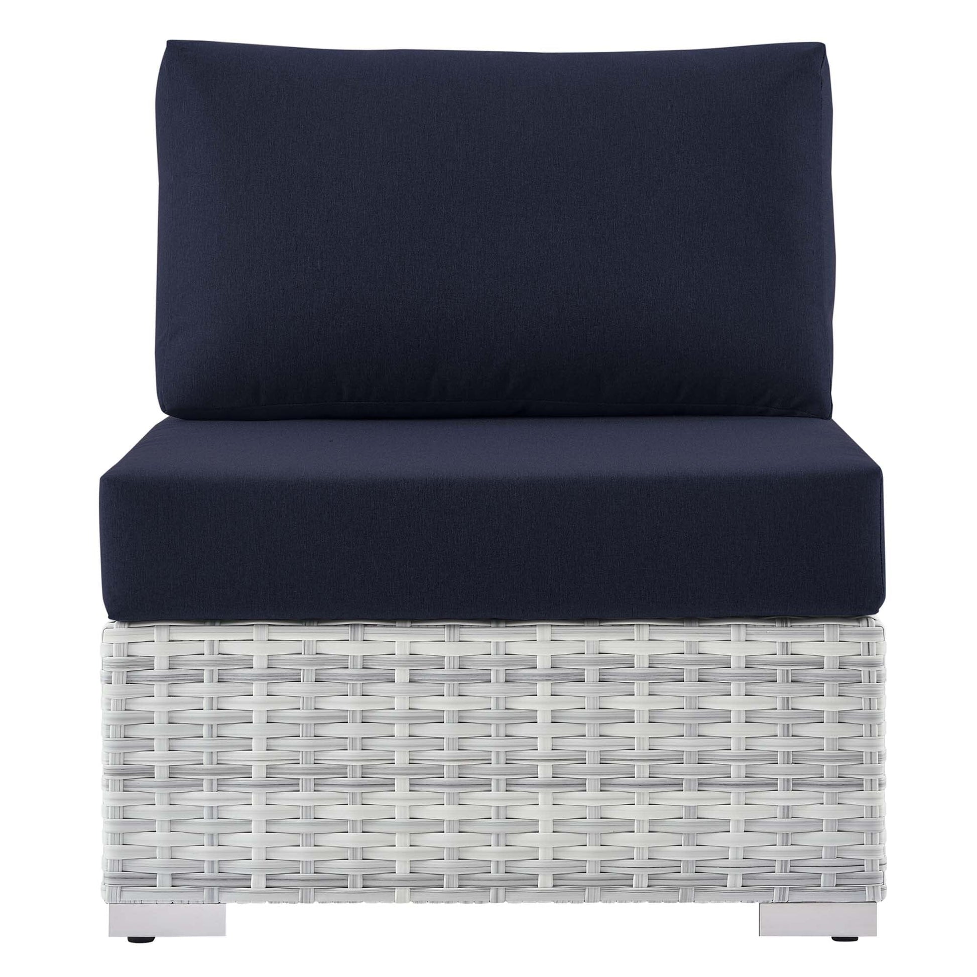 Convene Outdoor Patio Armless Chair in Light Gray Navy by Modway (EEI-4298) Sectional Piece Modway 