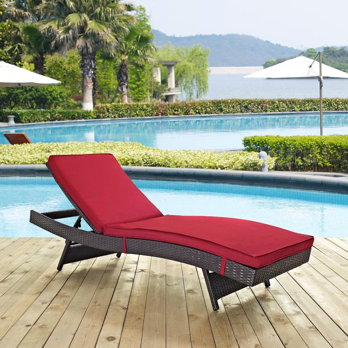 Convene Outdoor Patio Chaise in Espresso Red by Modway (EEI-2179) Chaise Lounge Modway 