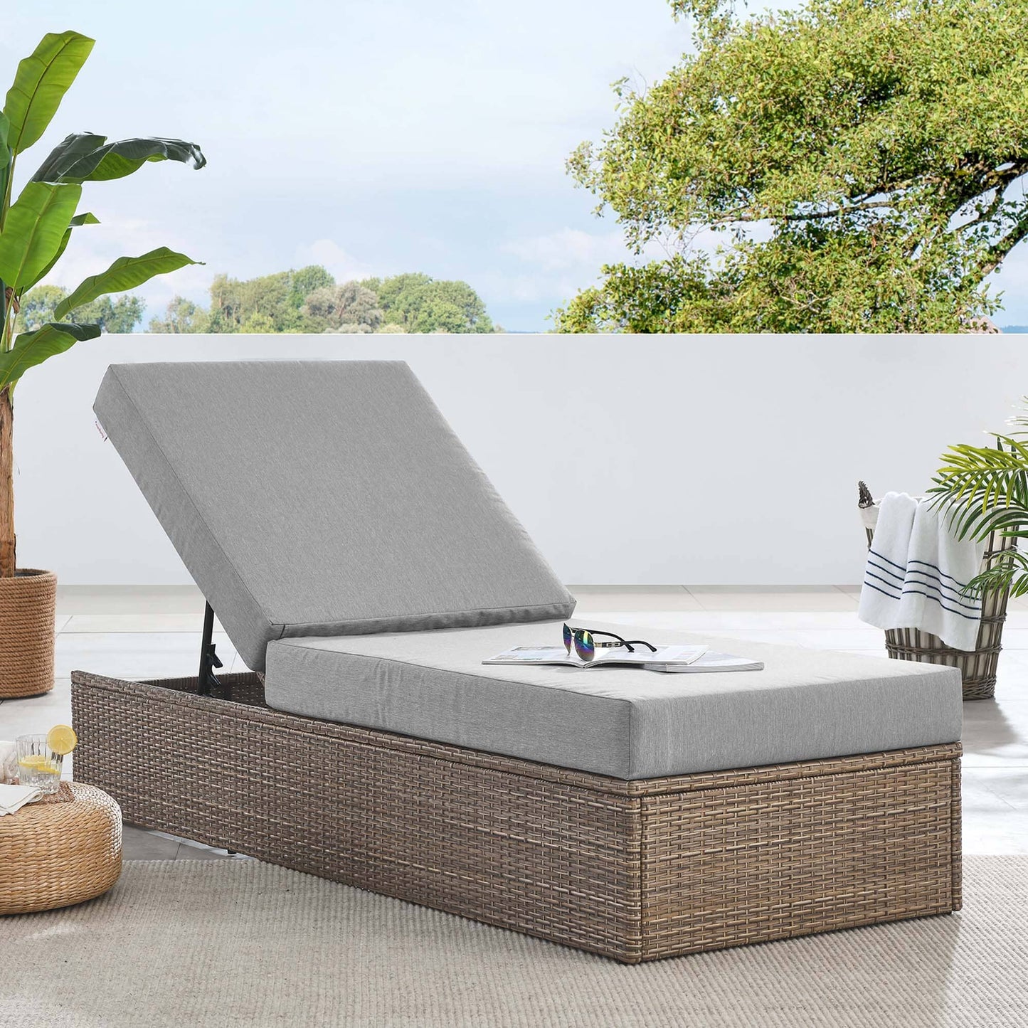 Convene Outdoor Patio Chaise Lounge Chair in Cappuccino Gray by Modway (EEI-6247) Chaise Lounge Modway 