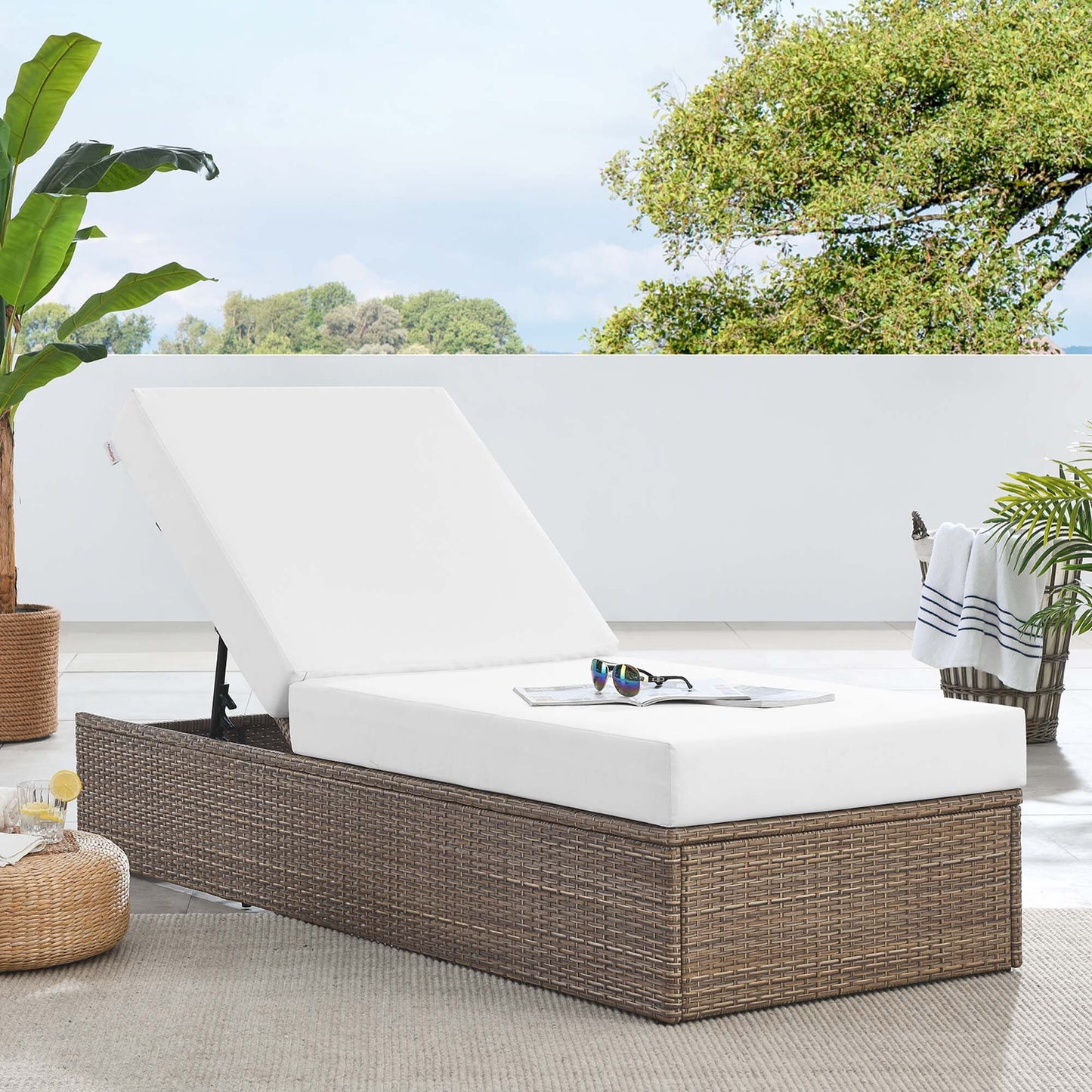 Convene Outdoor Patio Chaise Lounge Chair in Cappuccino White by Modway (EEI-6247) Chaise Lounge Modway 