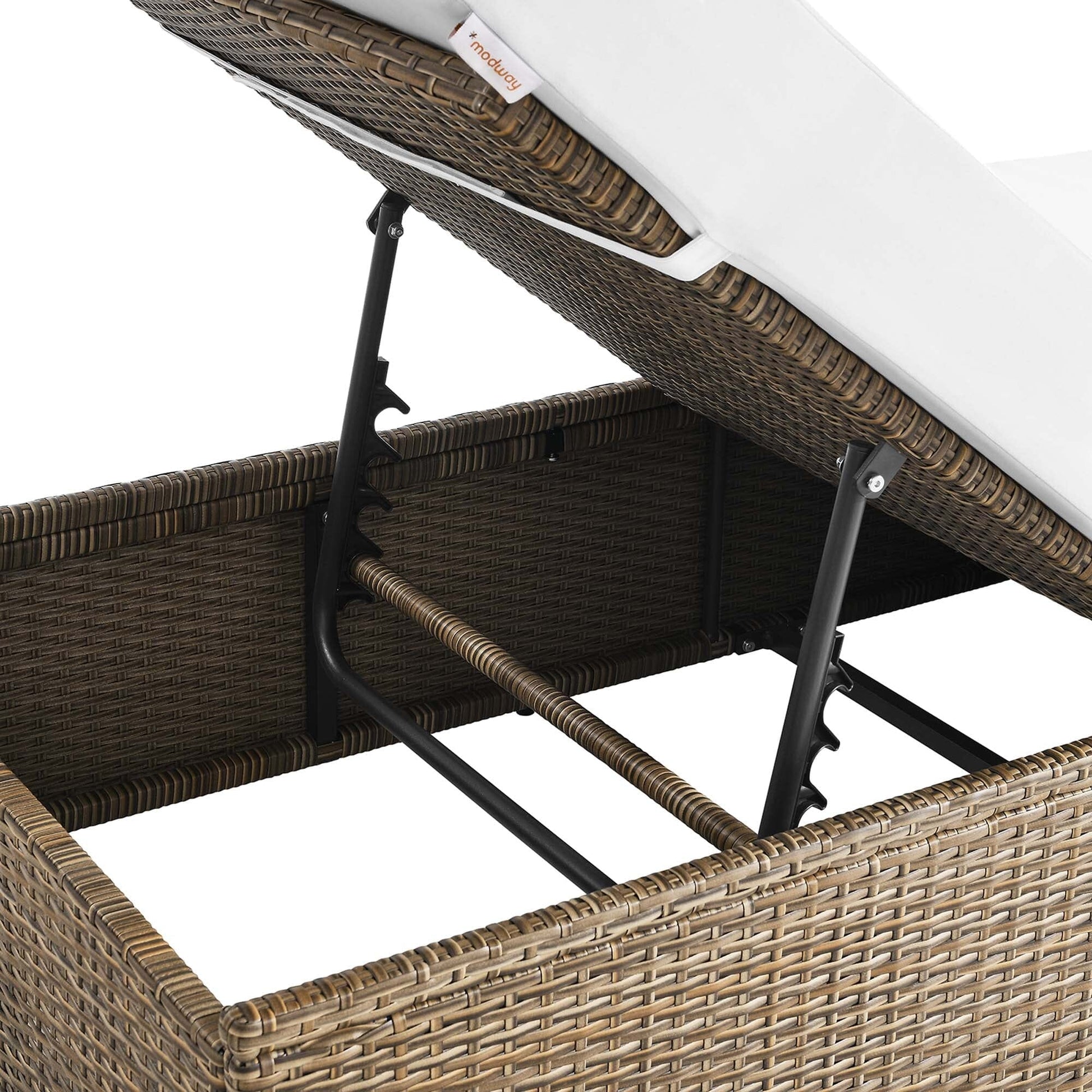 Convene Outdoor Patio Chaise Lounge Chair in Cappuccino White by Modway (EEI-6247) Chaise Lounge Modway 