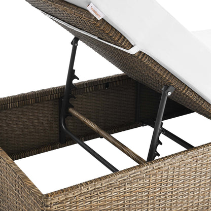Convene Outdoor Patio Chaise Lounge Chair in Cappuccino White by Modway (EEI-6247) Chaise Lounge Modway 