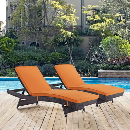 Convene Outdoor Patio Chaise Set of 2 in Espresso Orange by Modway (EEI-2428) Chaise Set Modway 