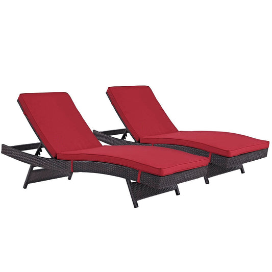 Convene Outdoor Patio Chaise Set of 2 in Espresso Red by Modway (EEI-2428) Chaise Set Modway 