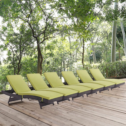 Convene Outdoor Patio Chaise Set of 6 in Espresso Peridot by Modway (EEI-2430) Chaise Set Modway 