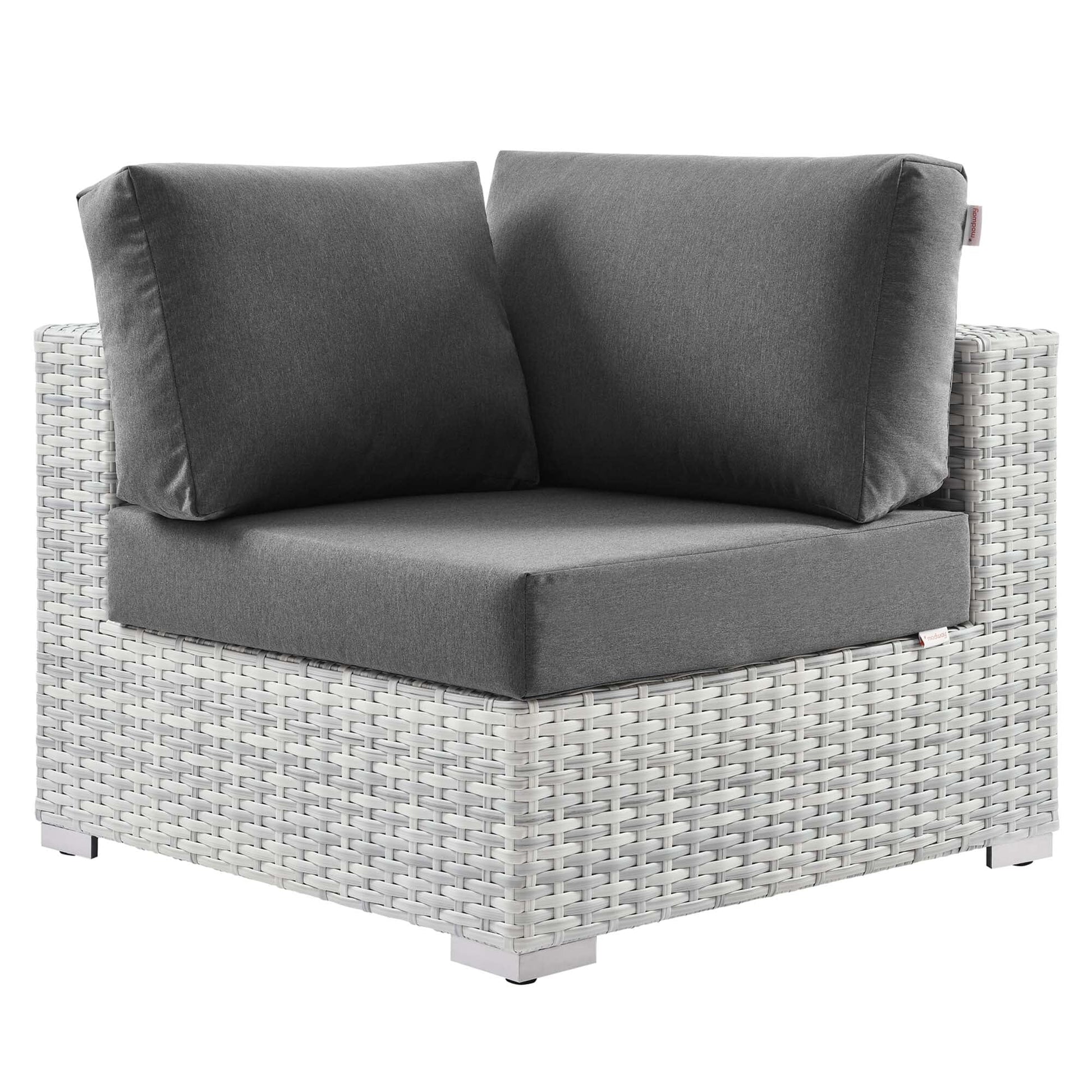 Convene Outdoor Patio Corner Chair in Light Gray Charcoal by Modway (EEI-4296) Sectional Piece Modway 