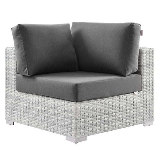 Convene Outdoor Patio Corner Chair in Light Gray Charcoal by Modway (EEI-4296) Sectional Piece Modway 