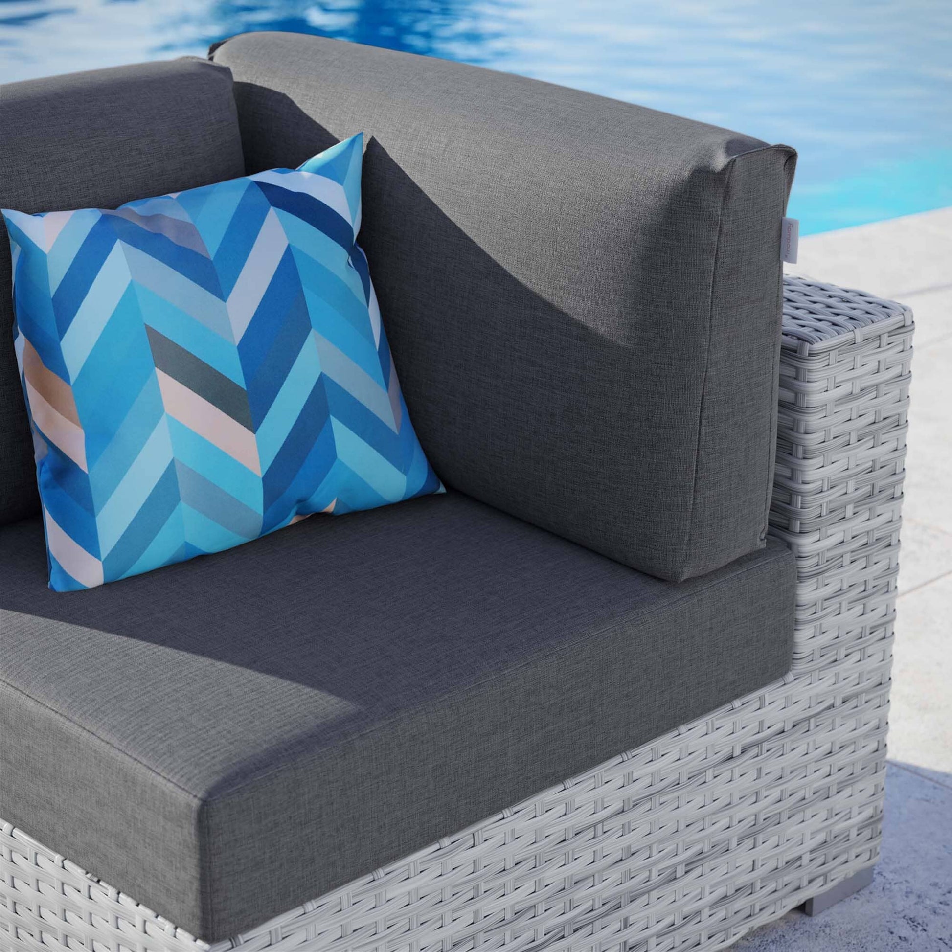 Convene Outdoor Patio Corner Chair in Light Gray Charcoal by Modway (EEI-4296) Sectional Piece Modway 