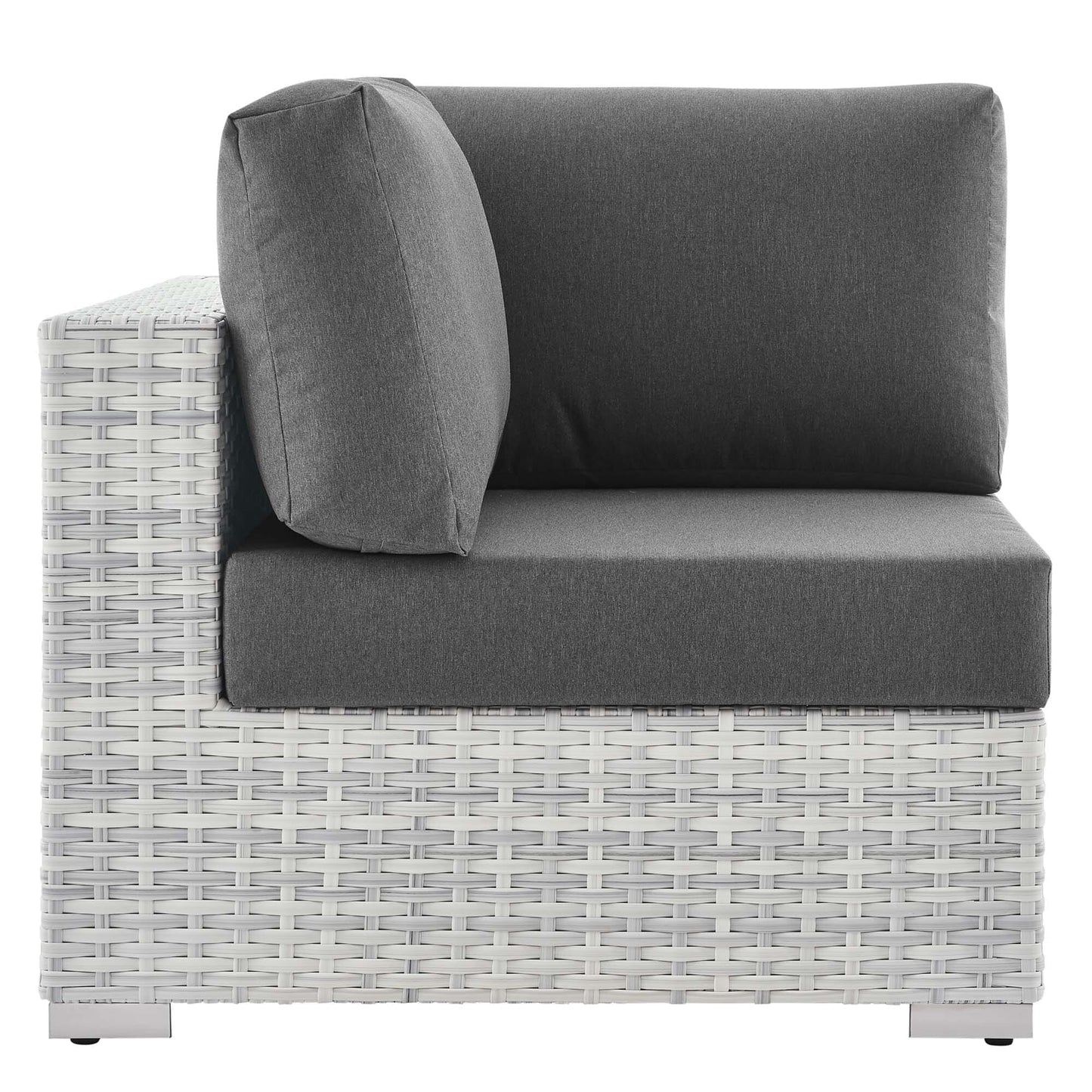 Convene Outdoor Patio Corner Chair in Light Gray Charcoal by Modway (EEI-4296) Sectional Piece Modway 
