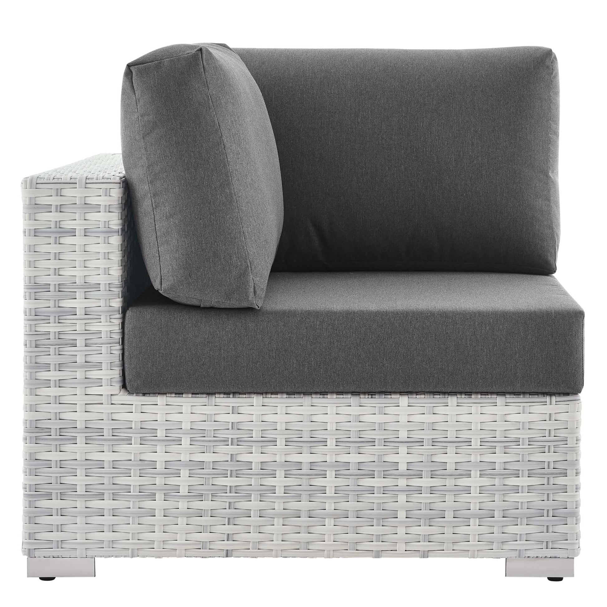 Convene Outdoor Patio Corner Chair in Light Gray Charcoal by Modway (EEI-4296) Sectional Piece Modway 