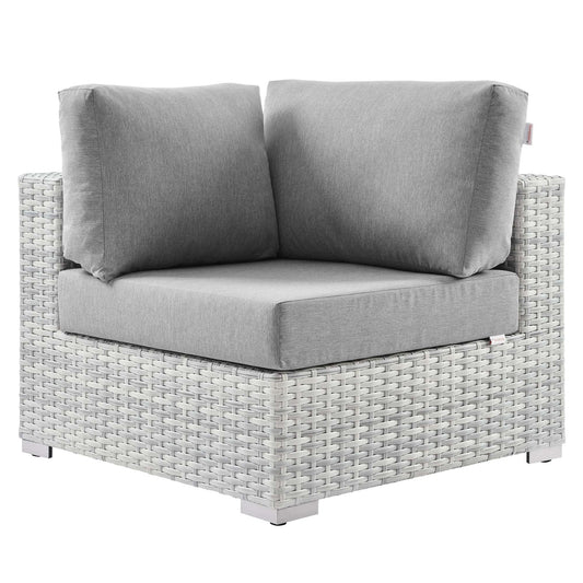 Convene Outdoor Patio Corner Chair in Light Gray Gray by Modway (EEI-4296) Sectional Piece Modway 