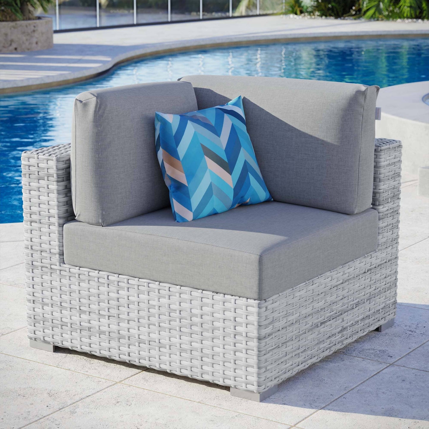 Convene Outdoor Patio Corner Chair in Light Gray Gray by Modway (EEI-4296) Sectional Piece Modway 