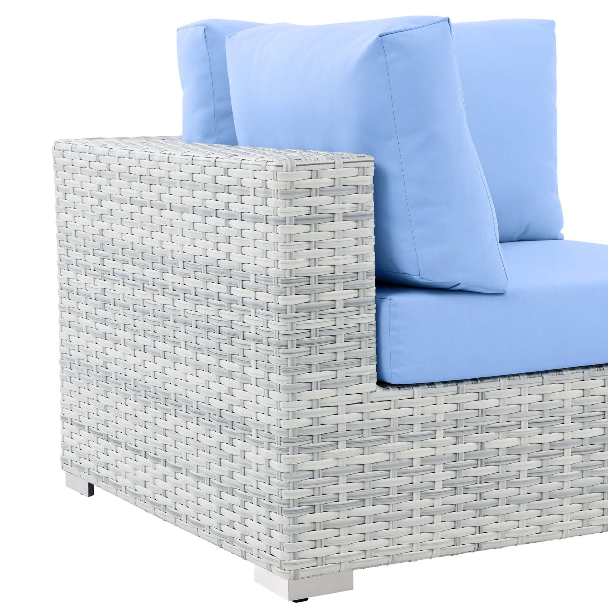 Convene Outdoor Patio Corner Chair in Light Gray Light Blue by Modway (EEI-4296) Sectional Piece Modway 