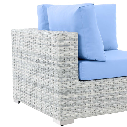 Convene Outdoor Patio Corner Chair in Light Gray Light Blue by Modway (EEI-4296) Sectional Piece Modway 