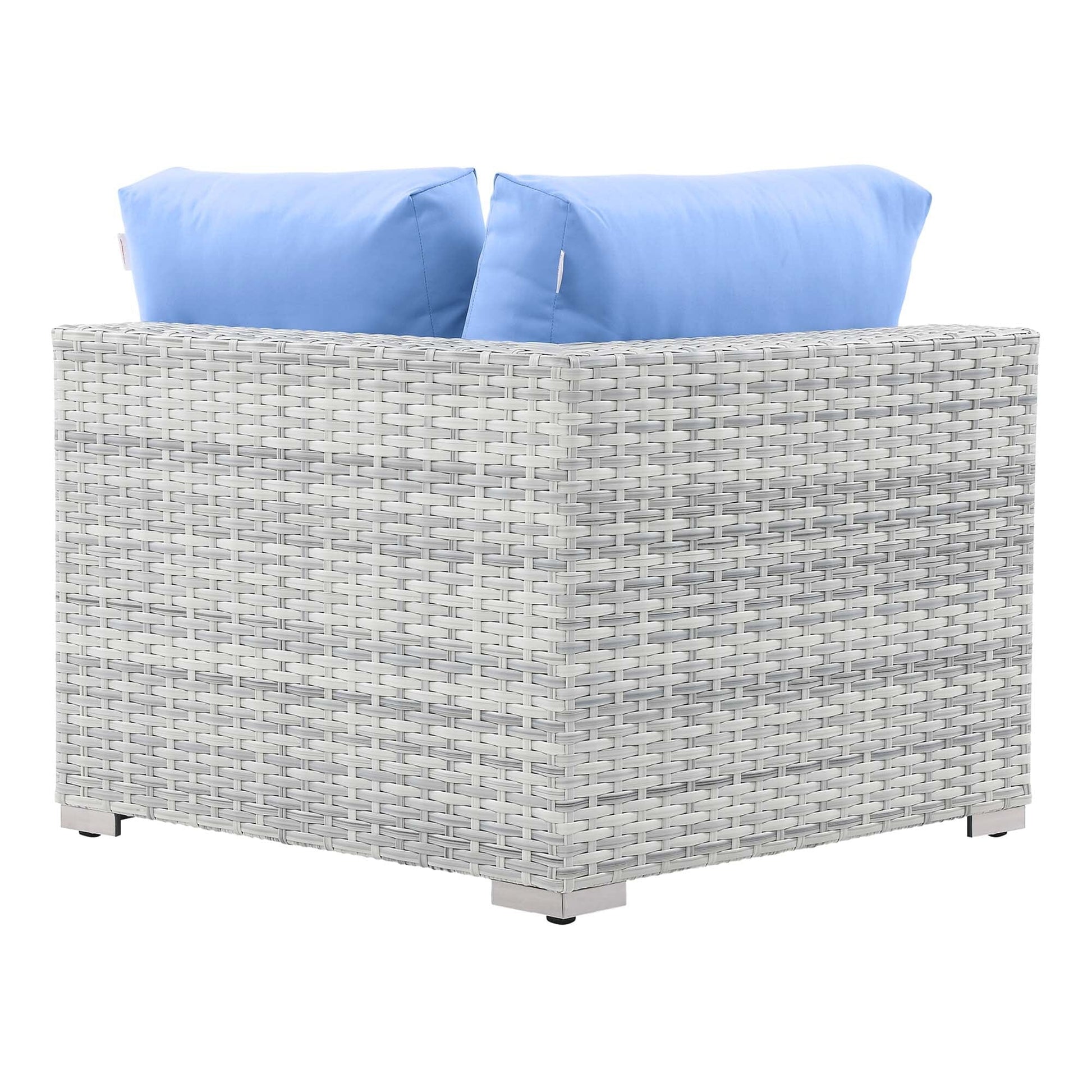 Convene Outdoor Patio Corner Chair in Light Gray Light Blue by Modway (EEI-4296) Sectional Piece Modway 
