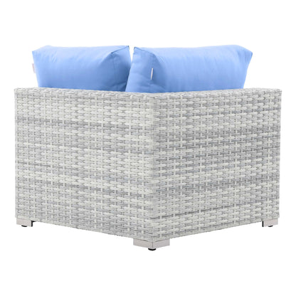 Convene Outdoor Patio Corner Chair in Light Gray Light Blue by Modway (EEI-4296) Sectional Piece Modway 