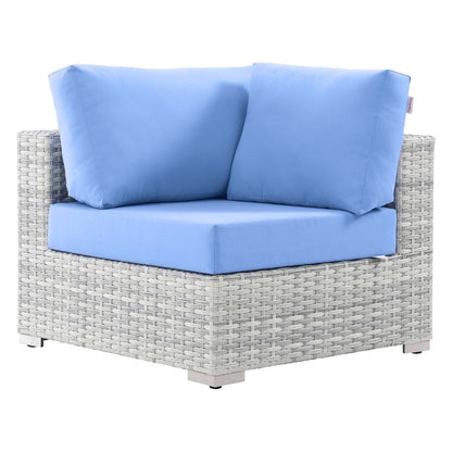 Convene Outdoor Patio Corner Chair in Light Gray Light Blue by Modway (EEI-4296) Sectional Piece Modway 
