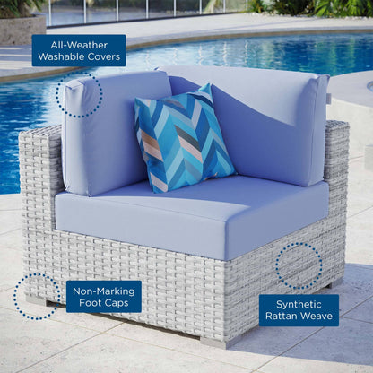 Convene Outdoor Patio Corner Chair in Light Gray Light Blue by Modway (EEI-4296) Sectional Piece Modway 