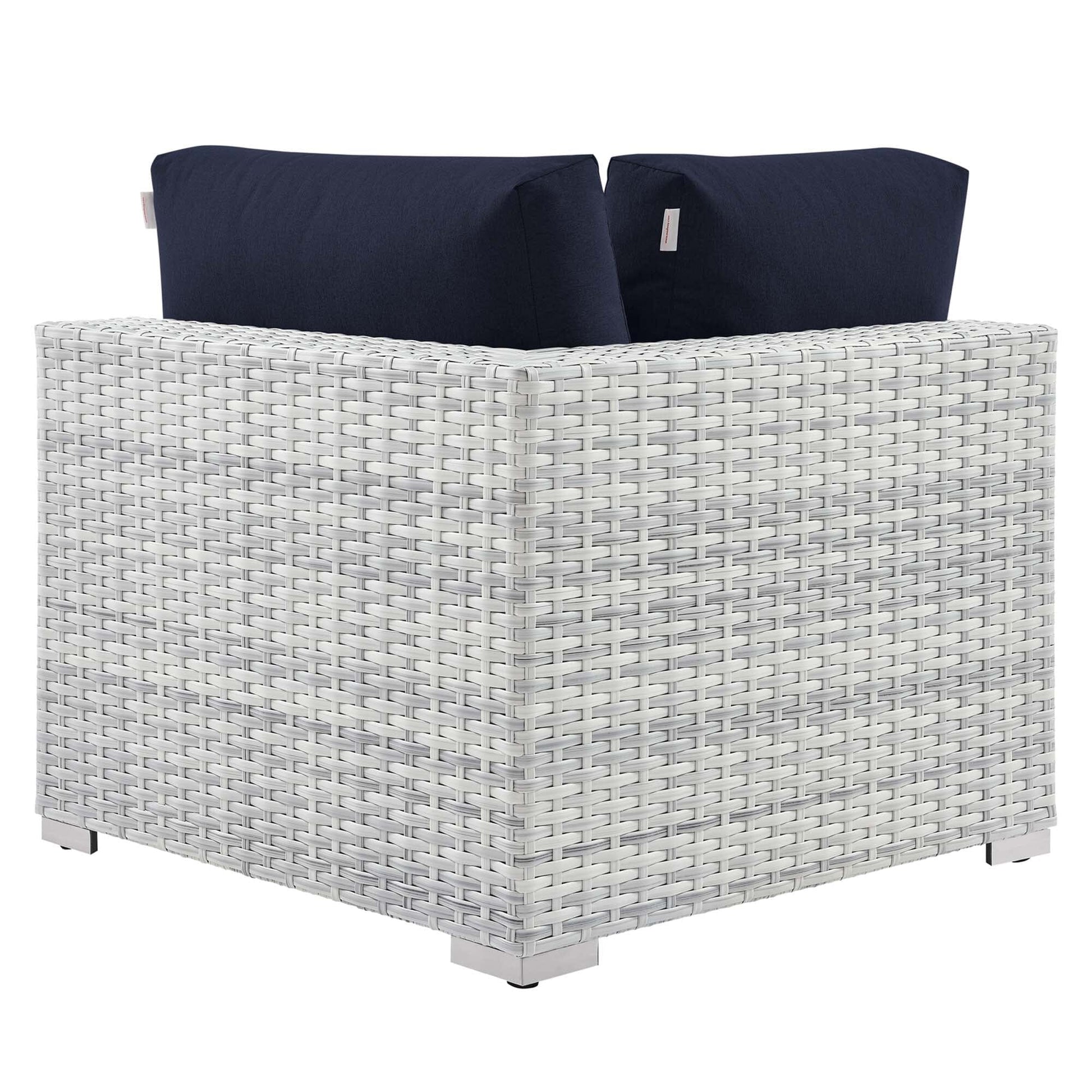 Convene Outdoor Patio Corner Chair in Light Gray Navy by Modway (EEI-4296) Sectional Piece Modway 