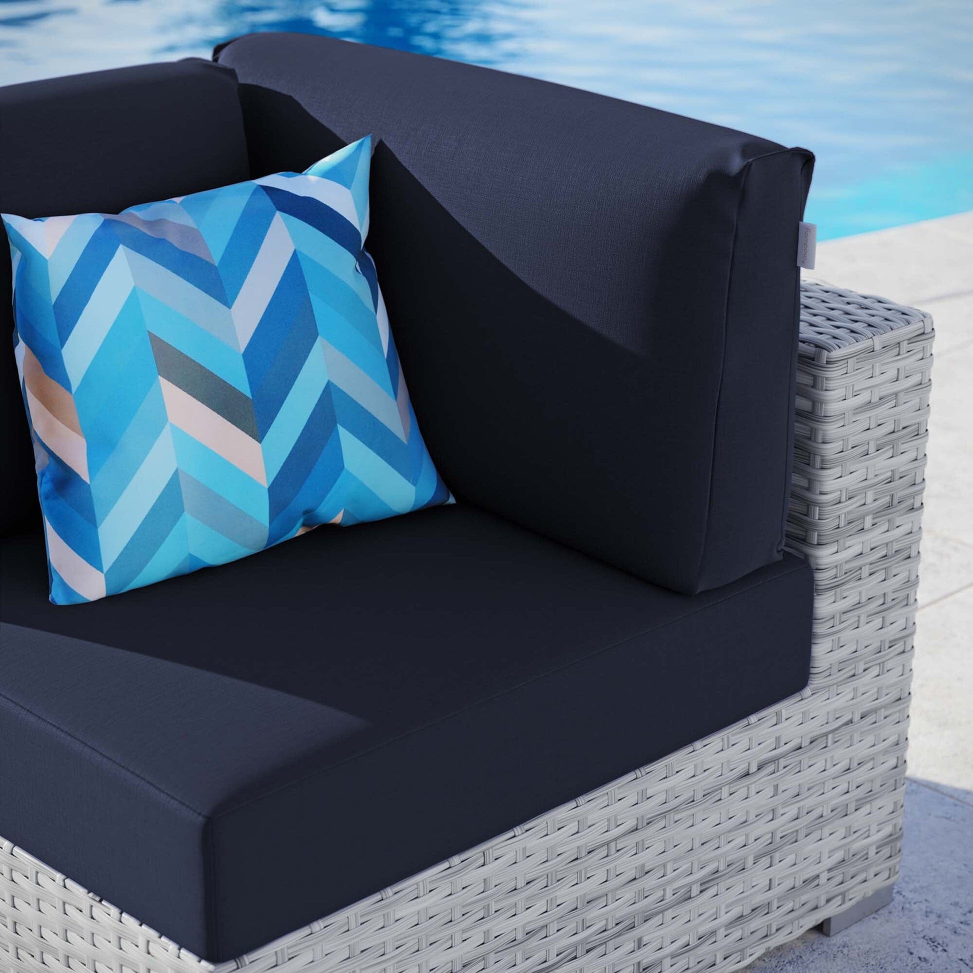 Convene Outdoor Patio Corner Chair in Light Gray Navy by Modway (EEI-4296) Sectional Piece Modway 