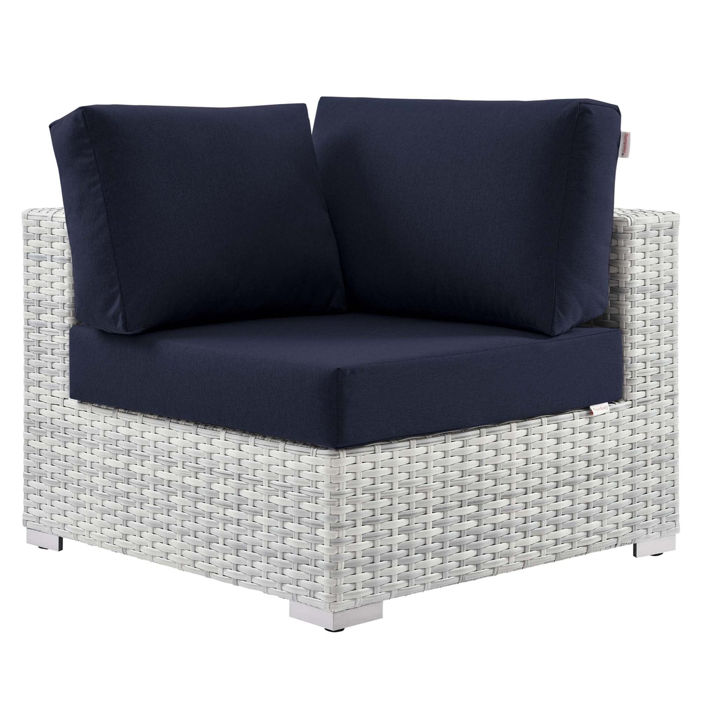 Convene Outdoor Patio Corner Chair in Light Gray Navy by Modway (EEI-4296) Sectional Piece Modway 