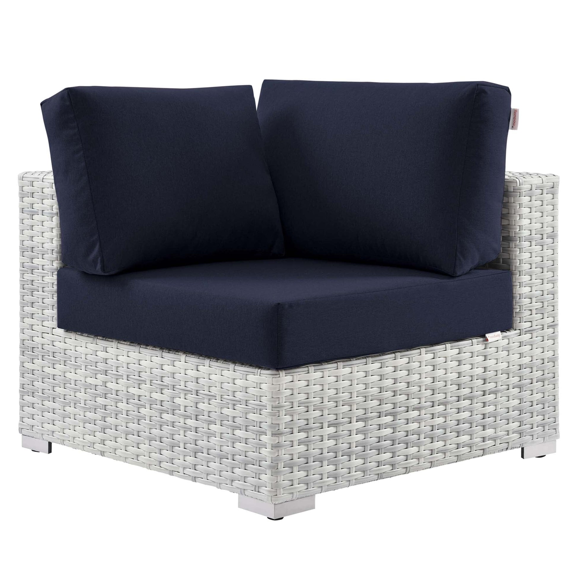 Convene Outdoor Patio Corner Chair in Light Gray Navy by Modway (EEI-4296) Sectional Piece Modway 