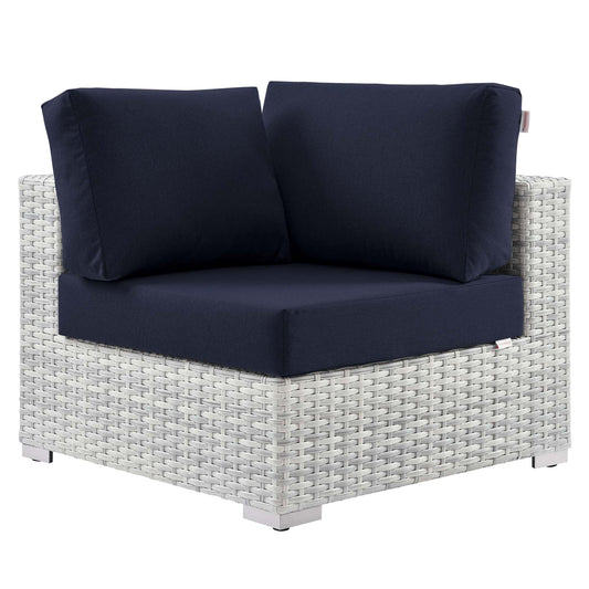 Convene Outdoor Patio Corner Chair in Light Gray Navy by Modway (EEI-4296) Sectional Piece Modway 