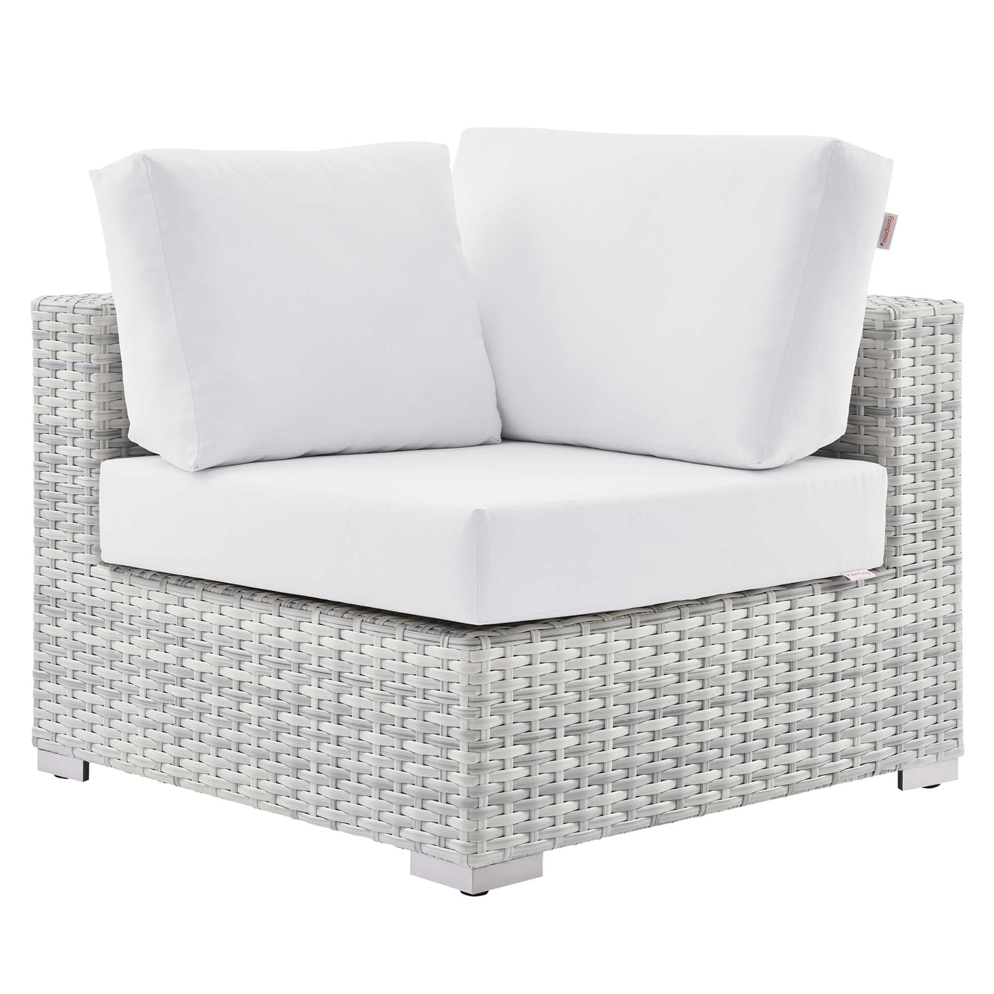 Convene Outdoor Patio Corner Chair in Light Gray White by Modway (EEI-4296) Sectional Piece Modway 