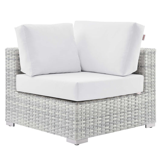 Convene Outdoor Patio Corner Chair in Light Gray White by Modway (EEI-4296) Sectional Piece Modway 