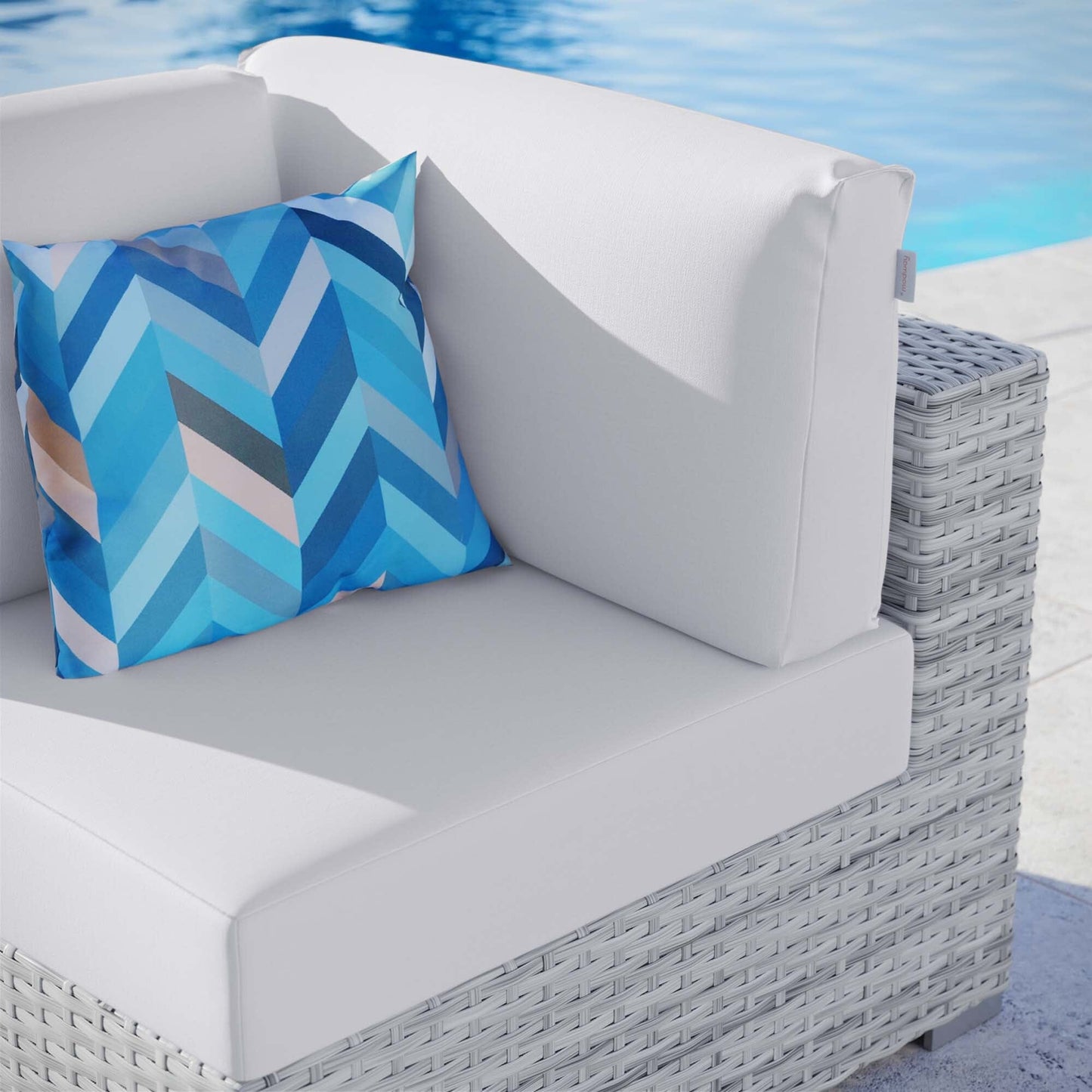 Convene Outdoor Patio Corner Chair in Light Gray White by Modway (EEI-4296) Sectional Piece Modway 