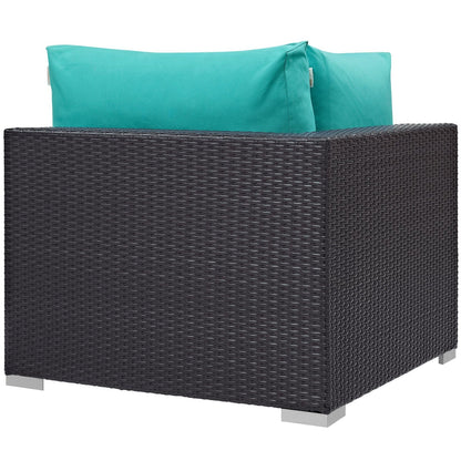 Convene Outdoor Patio Corner in Espresso Turquoise by Modway (EEI-1840) Sectional Piece Modway 