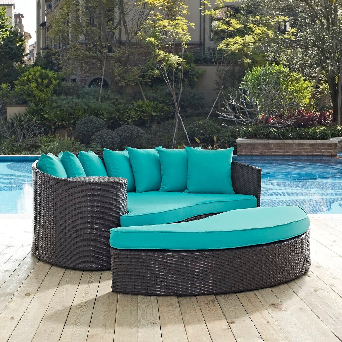 Convene Outdoor Patio Daybed in Espresso Turquoise by Modway (EEI-2176) Daybed Modway 