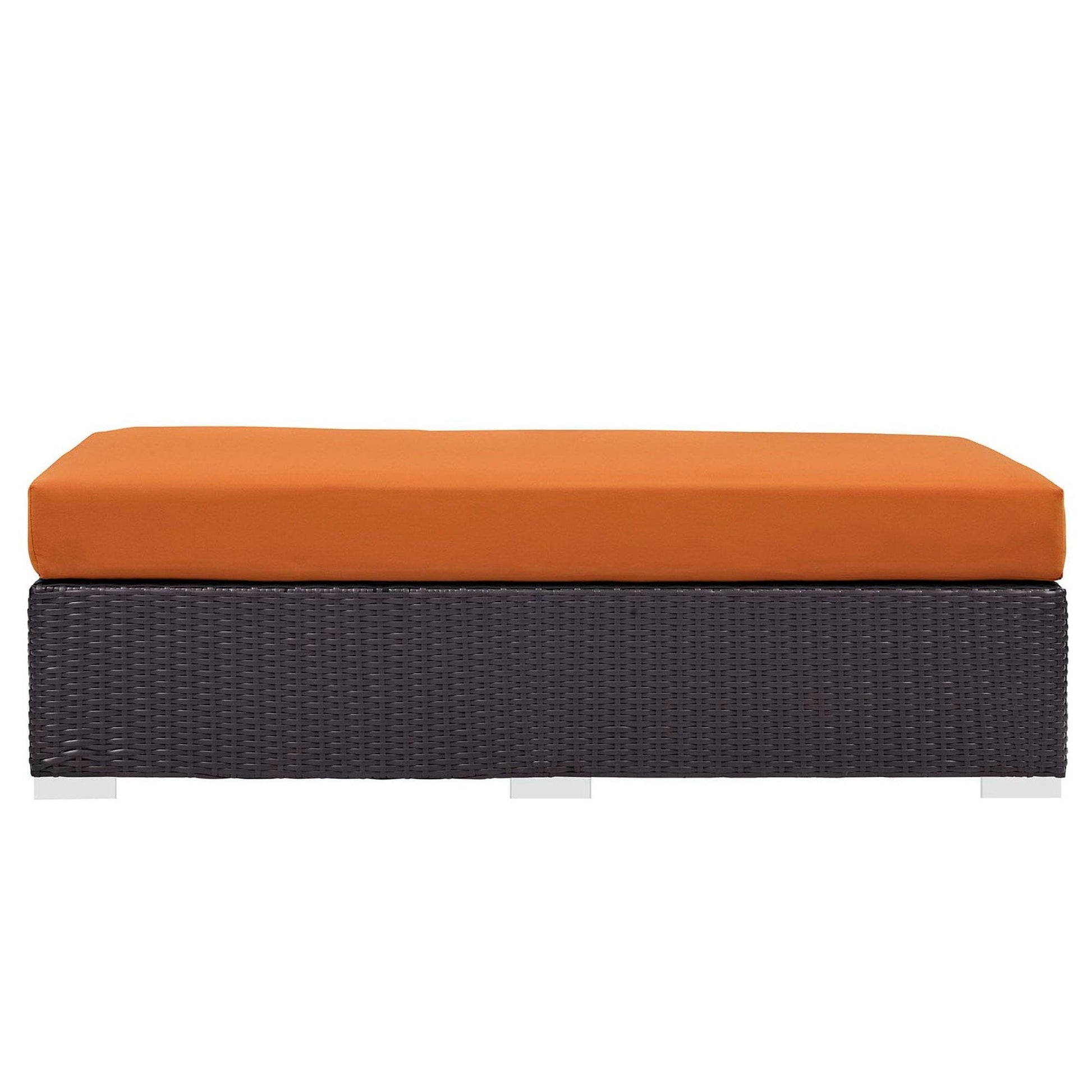 Convene Outdoor Patio Fabric Rectangle Ottoman in Espresso Orange by Modway (EEI-1847) Ottoman Modway 