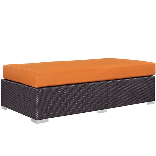 Convene Outdoor Patio Fabric Rectangle Ottoman in Espresso Orange by Modway (EEI-1847) Ottoman Modway 
