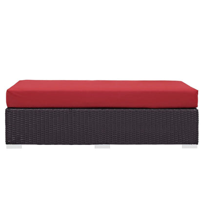 Convene Outdoor Patio Fabric Rectangle Ottoman in Espresso Red by Modway (EEI-1847) Ottoman Modway 