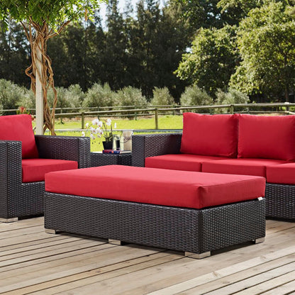 Convene Outdoor Patio Fabric Rectangle Ottoman in Espresso Red by Modway (EEI-1847) Ottoman Modway 